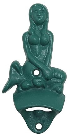 Luwanburg Blue Mermaid Beer Cap Opener Wall Mounted Bottle Top Opener Table Mounted Beverage Bottle Opener Cast Iron Fish