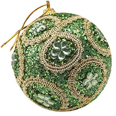 Kunststoff Christbaumkugeln Weihnachtsdeko Ornament Ball Xmas 8CM Kugeln Glitter Strass Dekoration Weihnachtsdekoration & Aufhänger Kleines Hochbeet Baumschmuck Anhänger Deko für (Green, One Size)