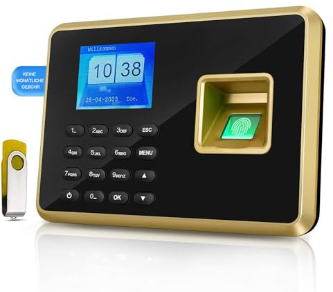 JIAN BOLAND Biometrisches Fingerabdruck zeiterfassung-Passwort-Maschine Mitarbeiter Check-in-Recorder, Zeiterfassungssystem für kleinbetriebe-A2
