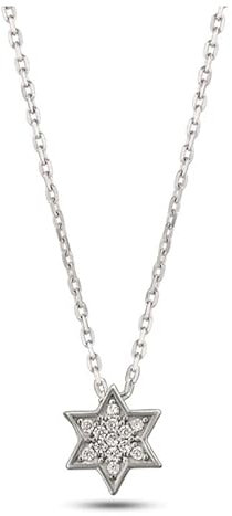 MYSTIC JEWELS By Dalia – Pendentif en argent sterling 925 avec étoile de David – Plaqué rhodium et zircones – Petit, élégant et minimaliste