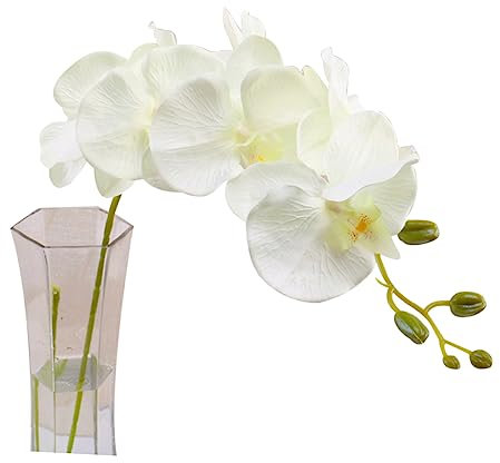 IMIKEYA Künstliche Orchideen Seidenblumen 7 Köpfe Weiß Lebensecht Hochzeitsdeko Tischdekoration Geschenk Für Zuhause Büro Party