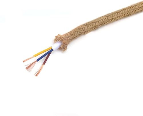 Troncalización Sólido Cable de lámpara de bombilla de 2 núcleos y 3 núcleos, cable de luz colgante Vintage, cable eléctrico de cuerda de cáñamo, Cable trenzado Retro Flexible trenzado Conector Telar (