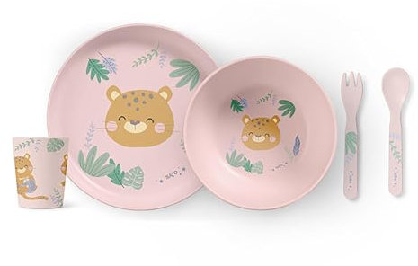 Saro 50642 Kindergeschirr Set 5-teilig - Dschungel Raubkatze rosa