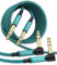 AkoaDa 1/4 TRS Instrument Cable (3M 2-Pack), Jack to Jack Cable Nylon Braid Compatible with Speaker, Equalizer, Mandolin, Effector (Green)