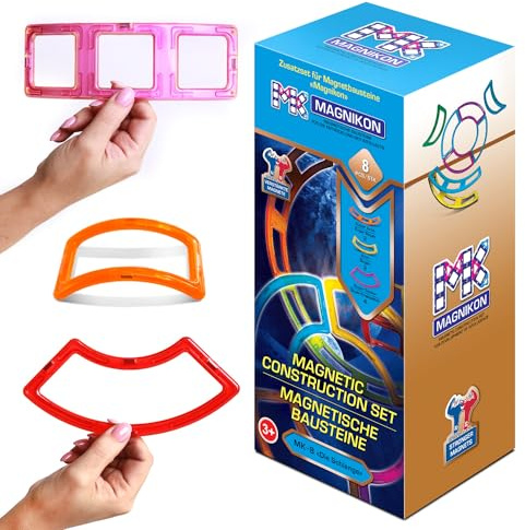 MAGNIKON Magnetische Bausteine, Magnetbausteine, Konuss und Bogen, 8 STK | Magnetsteine, Magnetic Blocks, Magnetspiel, Erweiterung, Einzeln, Ergänzung, Magnete Kinder, Magnetic Tiles, Magnetspielzeug