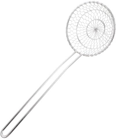 LIFKOME 1 Pc Colador cesta de red de fideos de pasta espumadera de mango largo espumadera de cocina espumadera de cuchara para freír tejer alambre de acero alambre de hierro filtrar Metal