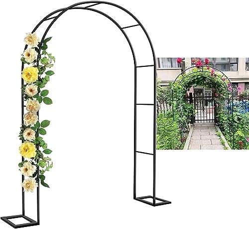 GueTTO Rosenbogen Verzinkt Rost Rankhilfe Torbogen Rosen Gartenbogen Freistehend Hochzeit Rankbogen Metall Stabil Für Pergola Terrasse Hinterhof Breite 120 140180 240 300cm,Schwarz,W200*230cm