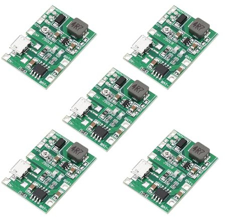 YINETTECH 5-Pack Charger Module 2A 18650 Li-Ion Battery Fast Charger Module 3.7V Boost to 5V 9V 12V with Overcharge Protection for Battery-Powered Equipment