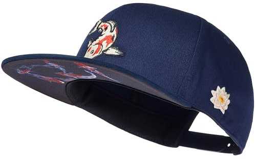 Cadency® Snapback Caps Herren und Damen, Einzigartig, Individuelle Themen Caps, Basecap gerader Schirm, Baseball Kappe, Damen, Unisex, Größenverstellbar, Koi Fish, Navy