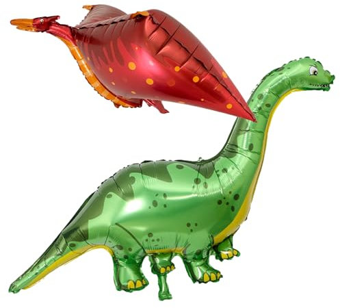 2 Stück Dinosaurier Folienballon Set Kindergeburtstag Deko, Luftballons für Kinder Geburtstag, Dino Party Ballons, Heliumballons Dino Deko Dschungel Mottoparty