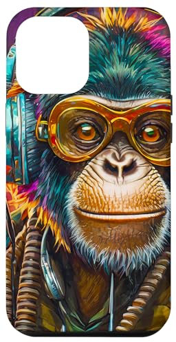 Carcasa para iPhone 15 Pro Max Monkey DJ with Headphones Vaporwave Retro
