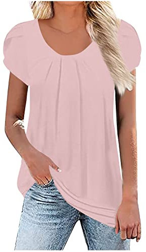 Chemise Femme Chemise Femme Chic et Élégant Vetements Chics Femme Tee Tee-Shirt Femme Décontractée Chemisier Blanc Chemise Femme Grande Taille 46 Tunique Voile Grande Taille Rose XL