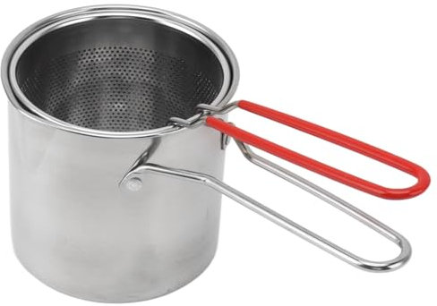 Deep Fryer Pot 304 Stainless Steel Frying Pan Stock Fry Pot with Strainer Basket Handle for Frying Shrimp Kitchen Cooking