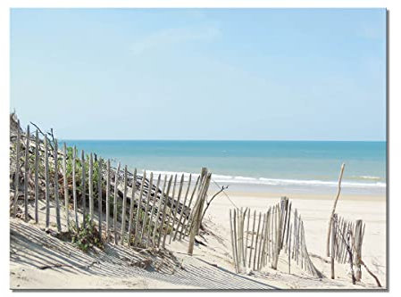 Glücksvilla - Dünenlandschaft 7 - div. Maße (modernes Alu-Dibond-Bild 6 mm, 120 x 90 cm) aus DE - Kunstdruck XXL Deko-Wandbild quer - Düne Seegras Meer Strand Sand moderne Fotografie