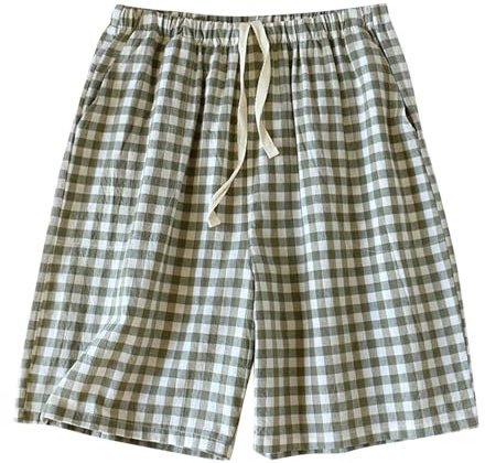 Générique Short De Pyjama Homme Bas De Pyjama Coton à Carreaux Léger Vêtements De Nuit Avec Poches Pantalon Shorts Bermuda Court