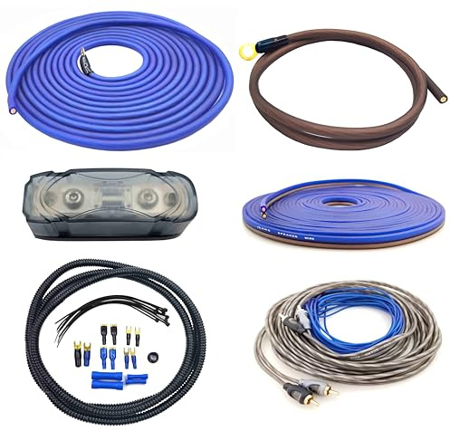Zhevrax Kit de cableado de amplificador de cobre 100 % calibre 8 | 8 AWG (calibre de cable americano) OFC | para instalación de amplificador de subwoofer de audio de automóvil, barco, automóvil