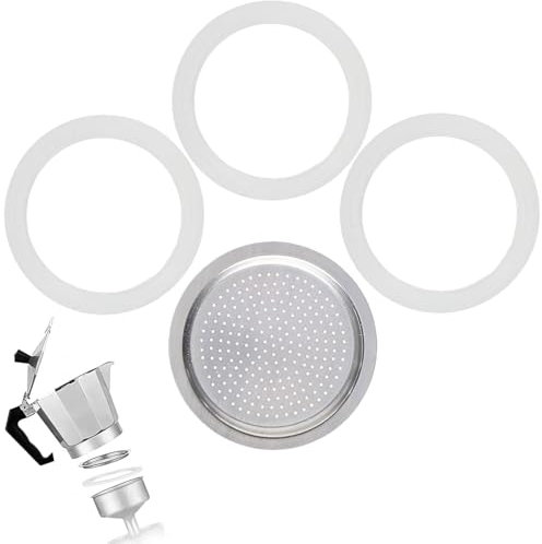 Bague d'étanchéité machine à expresso 6 tasses,3 joints en silicone pour machine à expresso et 1 insert de tamis en aluminium,bagues d'étanchéité pour cafetières