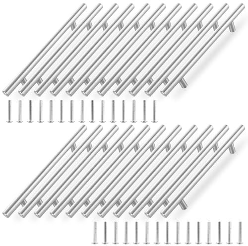 APACALI 20PCS Silver Kitchen Cupboard Handles, 128mm Kitchen Door Handles, Stainless Steel Kitchen Cabinet Handles, Kitchen Handles for Cupboards Drawer Cabinet Furniture (Overall Length: 200mm)