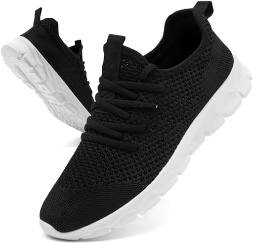 Oltyutc Trainers Men Running Walking Shoes Breathable Gym Sneakers Workout Lightweight Tennis Casual Athletic Black White Size 5.5 UK(Label Size:39)