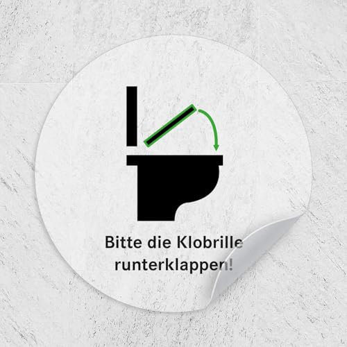 iSecur Aufkleber Toilette WC Klobrille runter I Ø 9 cm matt transparent klar I Folie selbstklebend I hin658