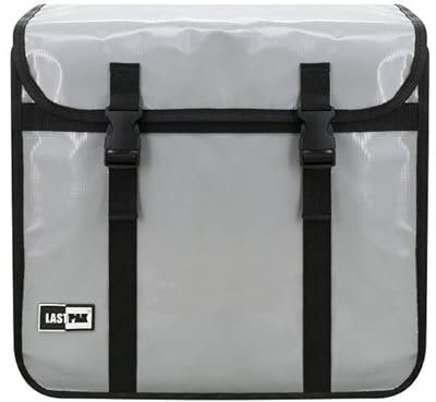Lastpak Pannier Fahrradtasche Doppelpack, 46 Liter, wasserabweisendes Bisonyl in Nardo-Grau, einfache Montage mit Klettverschluss, ideal für Alltag und Reisen