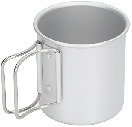 Baxnore Tazza da campeggio in alluminio, Tazza da campeggio con manico pieghevole, Tazza da acqua per picnic, Tazza da campeggio per esterni, Tazza da campeggio resistente