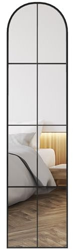 HOMCOM Espejo Decorativo de Pared 40x160 cm Espejo de Ventana de Metal para Salón Dormitorio Entrada Estilo Moderno Negro