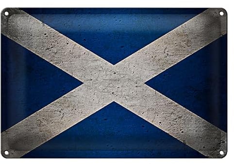 Vintage Schottland Flagge Blechschild | Robustes Metalldekor für Innen & Außen | Ideal für Bar, Pub oder Wohnzimmer | 40 cm x 30 cm