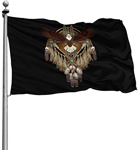 Witterungsbeständiges Hanging Flag Wetterfeste Garten Fahnen Adler, Indianer 90X150Cm Garten Flagge Für Draußen Party Hof
