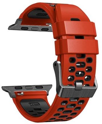 BIK FKM Correa de goma para reloj Apple Watch Band Ultra 1 2 49MM 45mm 44mm 42mm Accesorios de repuesto para reloj Pulsera 9 8 7 6 5 4 SE Series Correas(Red,45MM)