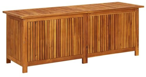 HUAKEHOM Akazienholz Massiv Garten Aufbewahrungsbox Auflagenbox Kissenbox Gartenbox Gartentruhe Kissentruhe Gartenmöbel Truhe Box Kiste 150x50x58 cm Massivholz Akazie