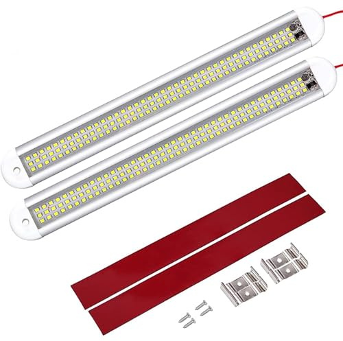 topolenashop 2 Pezzi 120 LED Barra LED 12V 30cm con Interruttore – Luce Bianca Fredda per Auto, Camper, Van, Barca, Sottopensile, Cucina, Garage – Illuminazione Interni 12 Volt 1515266