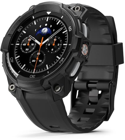 Ringke Rugged Gear für Samsung Galaxy Watch 8 Classic Schutz (46mm), [Uhrenarmband Set] Stoßfest Rugged Schutz Bumper Hülle mit Komfort Armband - All Black