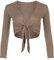 Red Olives Women's Ladies Plain Bolero Front Tie Shrug Cropped Long Sleeve Stretch Cardigan Top UK 8-22 (12-14, Mocha)