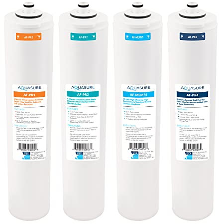 Aquasure Premier Series - Set completo di filtri a cambio rapido a 4 stadi con membrana a osmosi inversa da 75 GPD
