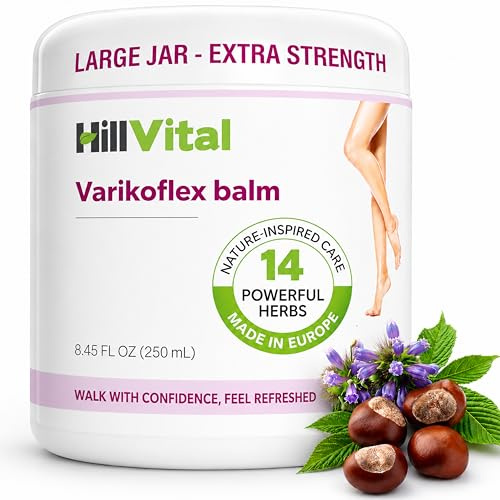 Herbal Leg Balm with Horse Chestnut – Cooling Care for Tired, Heavy-Feeling Legs – Designed for Legs Prone to Visible Veins – Fast-Absorbing Formula for Daily Massage – 250 ml