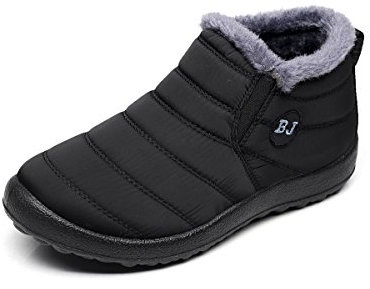 Stivaletti Donna,Popoti Stivali Inverno Caldo Neve Stivaletti Imbottiti di Unisex Impermeabile Appartamenti Stivaletti Antiscivolo Casual Camminate All'aperto (Nero, 42 EU)
