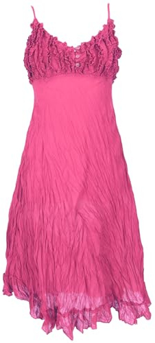 Boho Sommerkleid, luftiges Krinkelkleid, Midikleid, Damen, Loose | 100% Baumwolle, verstellbare Spaghettiträger, gesmokter Rücken, bequem, ideal für Strand und Sommer