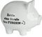 Geschenkbox Spardose Sparschwein Sparbüchse Furzen, Porzellan, H 13 cm B 15 cm, weiß