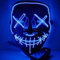 GOODS+GADGETS LED Grusel Leuchtende Maske wie aus Purge für Halloween Karnevall Kostüm Horror-Maske Verkleidung mit Beleuchtung für Motto-Party, Unisex, Blau