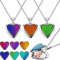 Hicarer Herz-Medaillon-Halskette, Medaillon, Farbwechsel-Halskette, Foto-Anhänger, Temperaturfühlung, Stimmungskette, Edelstahl, Liebesform, Geburtstag, Valentinstag, Geschenk für Frauen, Edelstahl