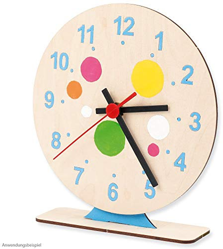 matches21 HOME & HOBBY Uhr DIY Holz Bastelset für Kinder ab 6 Jahren Steckbausatz Standuhr & Hängeuhr mit Quarzuhrwerk