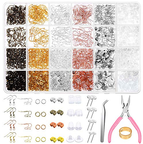Shynek Earring Making Kit - 2343pcs Supplies with Hooks, Rings, Posts, Backs and Pliers Tools for Jewelry Making and Repair