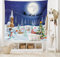 ABAKUHAUS Weihnachten Wandteppich und Tagesdecke, Winterlandschaft aus Weiches Mikrofaser Stoff Waschbar ohne Verblassen Digitaldruck, 230 x 140 cm, Weiß Blau