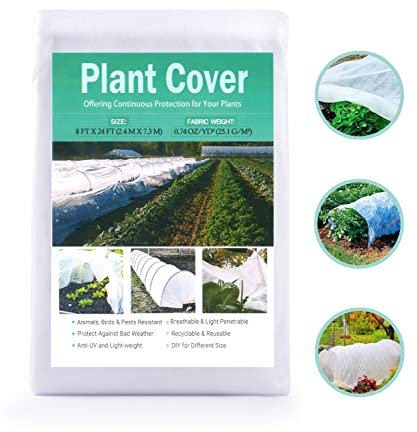 Horsande Pflanzenabdeckung 8FT x 24FT (0.74oz/yd²), Wintervlies, Winterschutz für Pflanzen, Frostschutz Premium, Thermovlies Überwintern, Atmungsaktives Pflanzenschutz Vlies gegen Kälte Winter