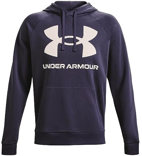Under Armour Mens Fleece Tops Men's Ua Rival Fleece Big Logo Hoodie, Tempered Steel, 1357093-558, XXL