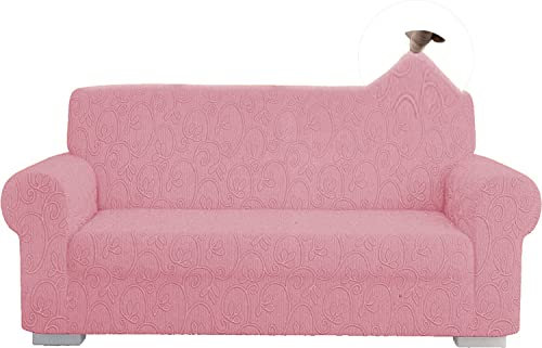 HOME ZEN HOUSEHOLD LINEN COPRIDIVANO FODERA PROTEGGI DIVANO CON BRACCIOLI ELASTICIZZATO JACQUARD UNIVERSALE 2 POSTI (ESTENSIBILE DA 115 CM A 170 CM) ROSA