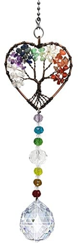 Persofine Sonnenfänger mit Kristall, Baum des Lebens, zum Aufhängen, Regenbogen-Macher, Ornament (Baum des Lebens, Herz)
