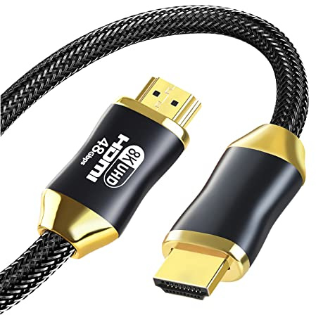 Eono 8K HDMI 2.1 Kabel, 3m Nylon Kabel 48Gbps Highspeed 8K@60Hz 4K@120Hz 7680p HDCP 2.2 2.3 Kompatibel mit Xbox, Serie X, Monitor, Laptop, PS5