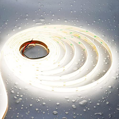 JOYLIT 24V COB LED Streifen 5M 4000K Naturweiß 480LEDs/M IP65 Wasserdicht, CE UL ProLED 18W/M 9510LM Sehr Hell CRI 95+ Ohne Punkte Dimmbar LED Band für Gewerbe, Haushalt (Netzteil Nicht Enthalten)